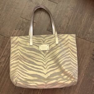 Michael Kors Gold and Gray Mettalic  Zebra Pattern Tote
